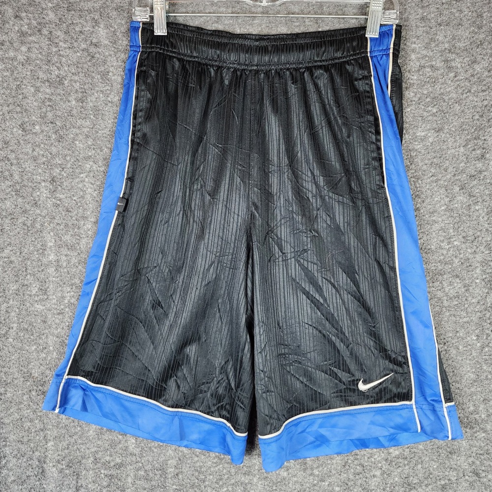 Nike Shorts Mens XL Basketball Black Blue Striped Athletic Mesh EUC